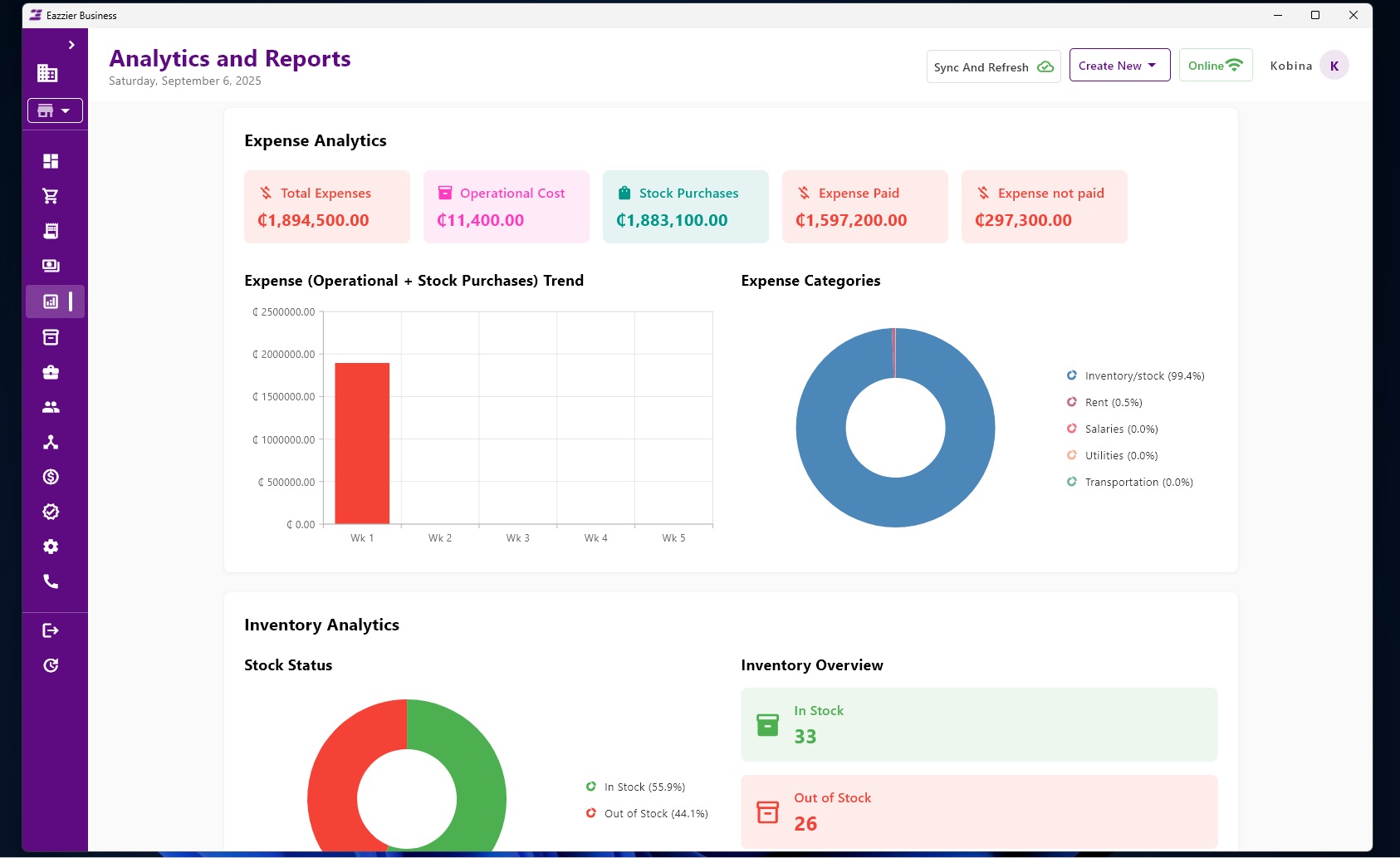 Desktop app dashboard